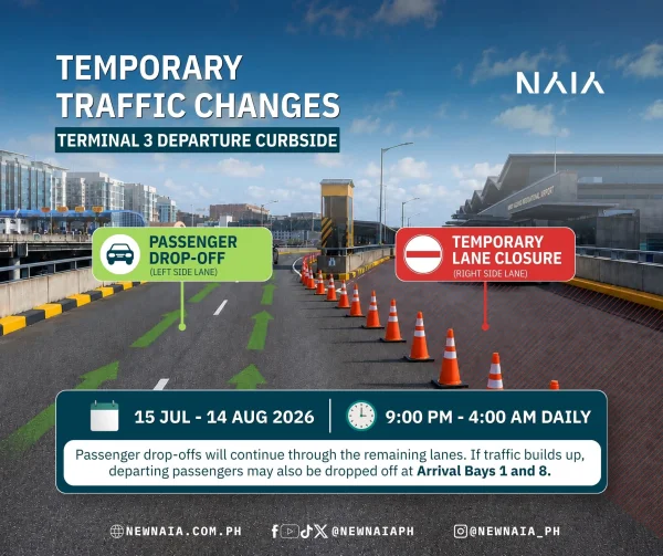 NAIA Terminal 3 to Implement Temporary Drop-Off Zone Changes from July 15