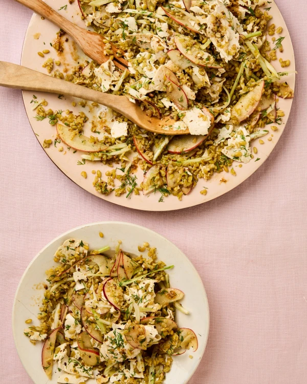 Crunchy, Herby, and Vegan: Meera Sodha’s Freekeh Salad with Fennel, Apple, Tofu, and Dill
