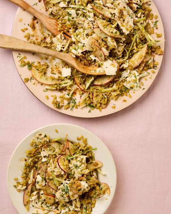 Crunchy, Herby, and Vegan: Meera Sodha’s Freekeh Salad with Fennel, Apple, Tofu, and Dill