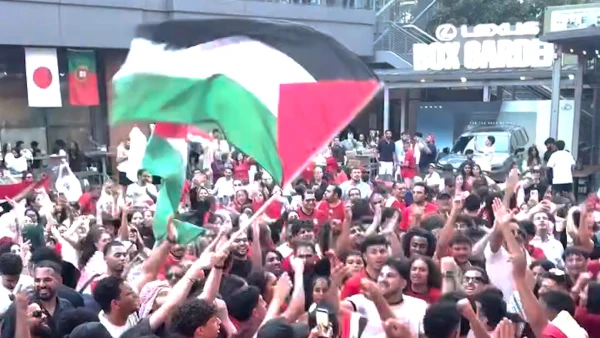 Egypt and Morocco fans celebrate World Cup wins by singing for Palestine