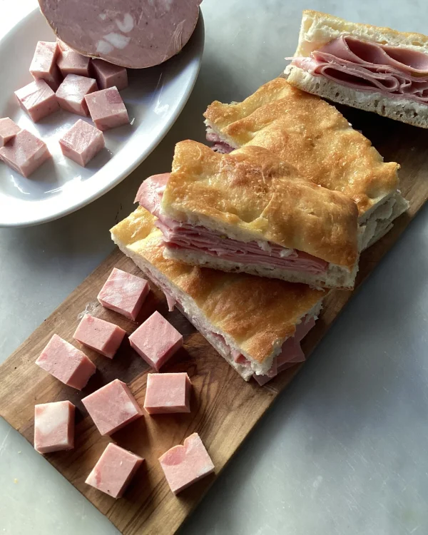 Focaccia Sandwiches with Mortadella and Parmesan Cream: A Roman Delight
