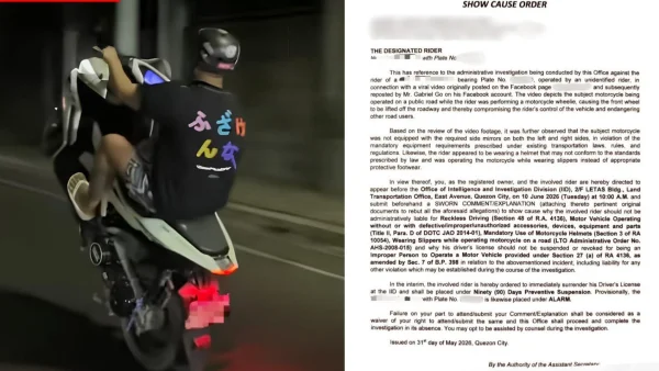 LTO Cracks Down on Motorcycle Rider After Viral Wheelie Video