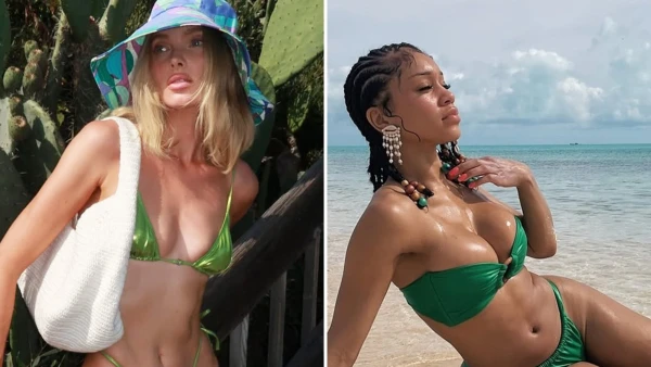 Celebrities Embrace Earth Day in Green Swimwear