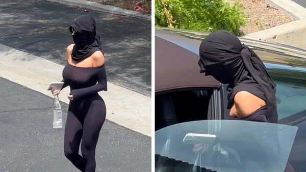 Bianca Censori Exits L.A. Spa in Sheer Top, Covers Face