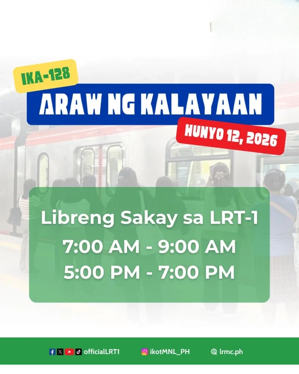 Independence Day Treat: LRT-1 Offers Free Rides on June 12, 2026