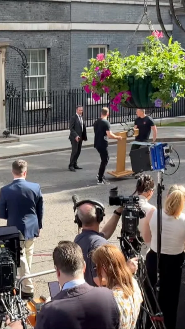 Stage Set for Major Announcement as Podium Appears on Downing Street