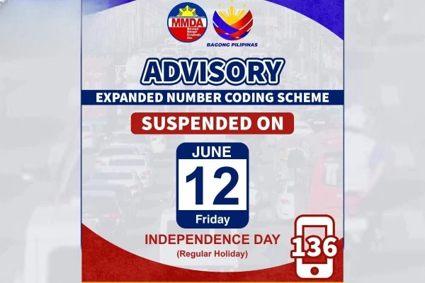 No Number Coding on June 12 for Independence Day, MMDA Announces